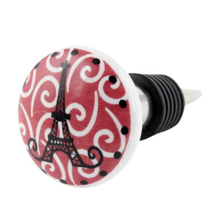 Pink Paris Eiffel Tower Flat Wine Bottle Stopper